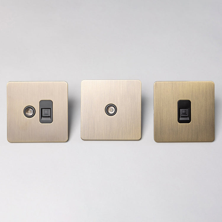 Antique Brass Switches and Sockets - Straight Knurled Design