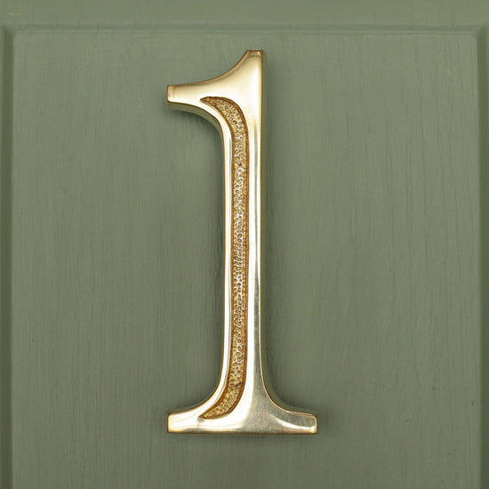 Premium Floating Engraved House Numbers in Polished Brass Finish 0-9 - Brass bee