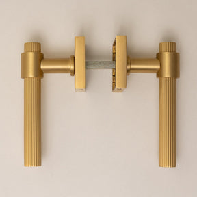 Satin Brass Straight Knurled Lever Handles - Solid Brass - Brass bee
