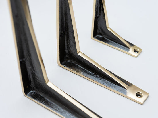 Aged Brass Shelf Brackets - Heavy Duty Solid Brass - Brass bee