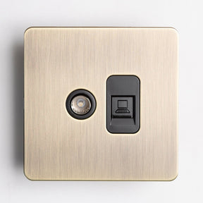 Antique Brass Switches and Sockets - Straight Knurled Design - Brass bee