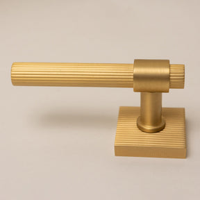 Satin Brass Straight Knurled Lever Handles - Solid Brass - Brass bee