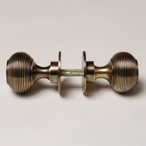 Solid Brass Door Knobs - Beehive Antique Brass (Pair) | Thumbturns & Latches - Brass bee