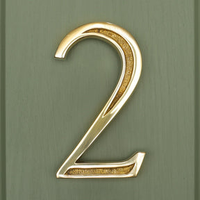 Premium Floating Engraved House Numbers in Polished Brass Finish 0-9 - Brass bee