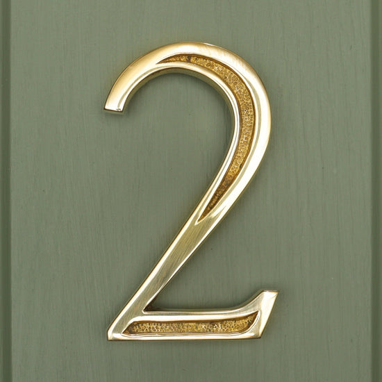 Premium Floating Engraved House Numbers in Polished Brass Finish 0-9 - Brass bee