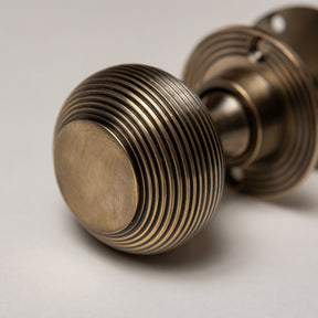 Solid Brass Door Knobs - Beehive Antique Brass (Pair) | Thumbturns & Latches - Brass bee