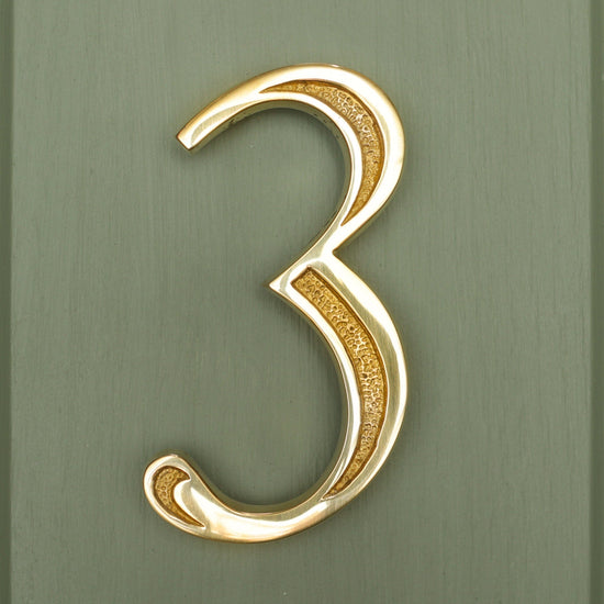 Premium Floating Engraved House Numbers in Polished Brass Finish 0-9 - Brass bee