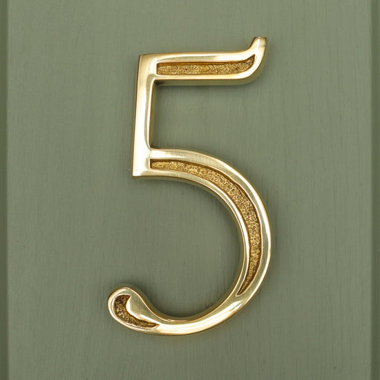 Premium Floating Engraved House Numbers in Polished Brass Finish 0-9 - Brass bee