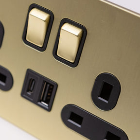 Foundry Series Knurled Toggle Switches and Sockets – Satin Brass - Brass bee