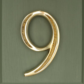 Premium Floating Engraved House Numbers in Polished Brass Finish 0-9 - Brass bee