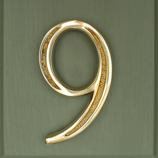 Premium Floating Engraved House Numbers in Polished Brass Finish 0-9 - Brass bee