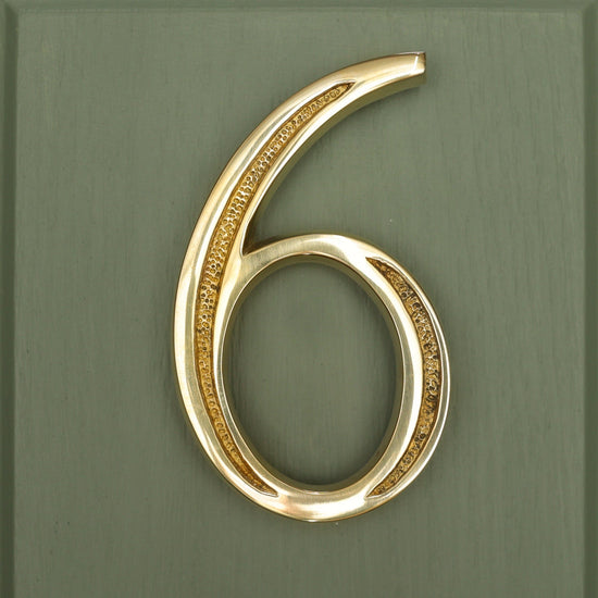 Premium Floating Engraved House Numbers in Polished Brass Finish 0-9 - Brass bee
