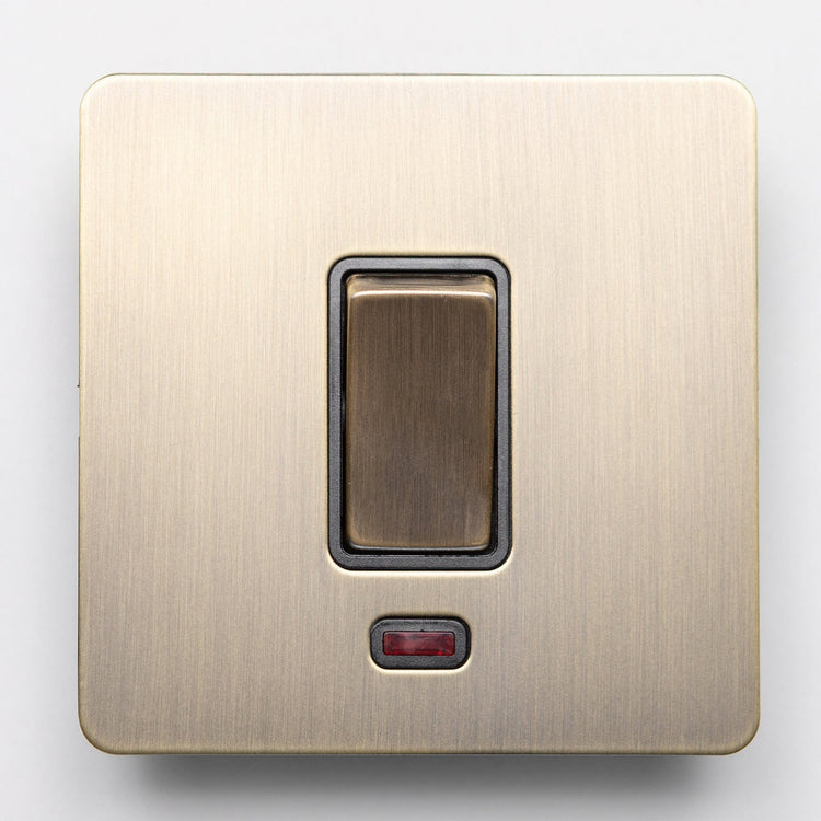 Antique Brass Switches and Sockets - Straight Knurled Design