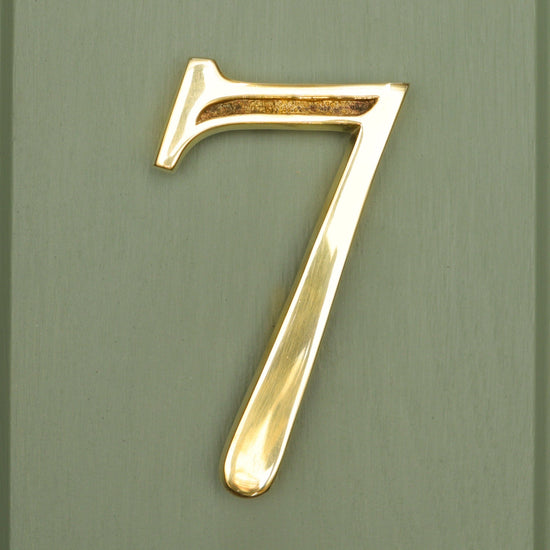 Premium Floating Engraved House Numbers in Polished Brass Finish 0-9 - Brass bee