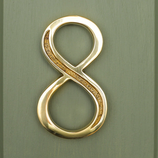 Premium Floating Engraved House Numbers in Polished Brass Finish 0-9 - Brass bee