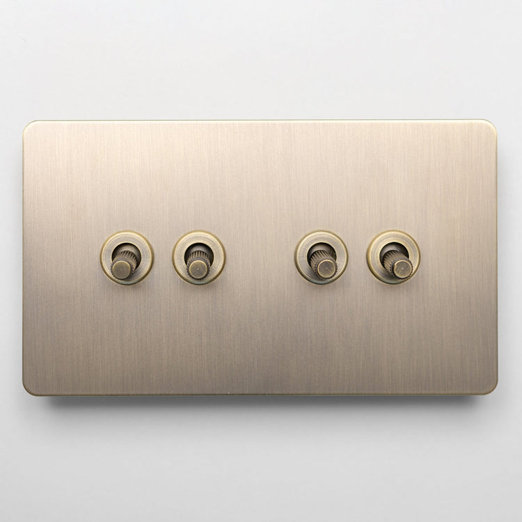 Antique Brass Switches and Sockets - Straight Knurled Design