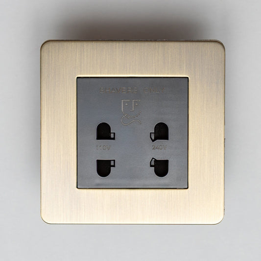 Dual Voltage Shaver Socket in Antique Brass – Brass Bee