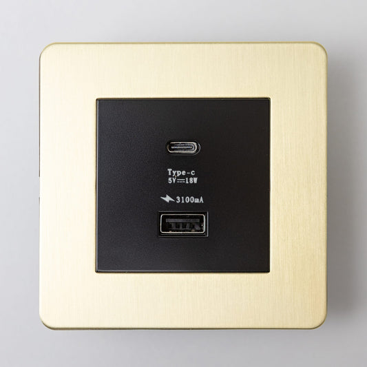 USB A & C Socket in Satin Brass – Brass Bee