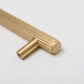 Solid Brass Straight Knurled Kitchen Pull Handles & Knobs - Satin Brass Finish - Brass bee