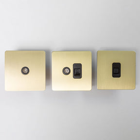 Foundry Series Knurled Toggle Switches and Sockets – Satin Brass - Brass bee