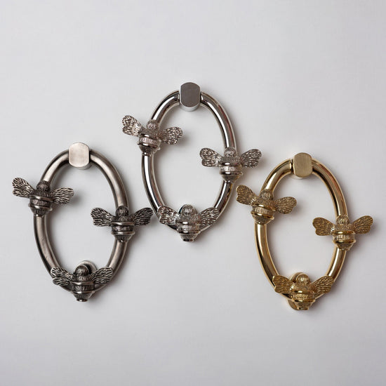 Solid Brass Nectar Bee Door Knockers - Premium Size - Brass bee