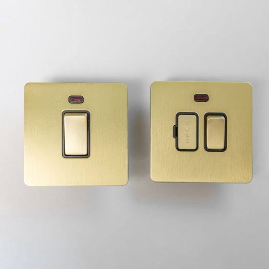 Foundry Series Knurled Toggle Switches and Sockets – Satin Brass - Brass bee