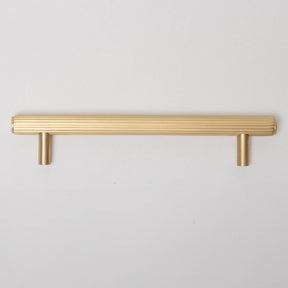 Solid Brass Straight Knurled Kitchen Pull Handles & Knobs - Satin Brass Finish - Brass bee