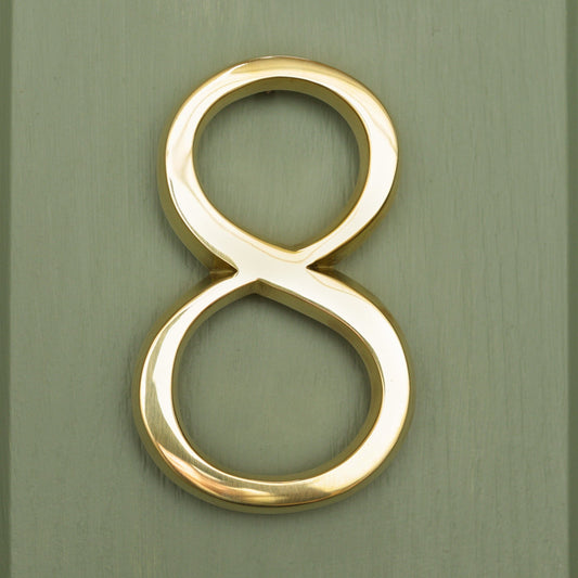 Premium Floating Plain House Numbers in Polished Brass Finish 0-9