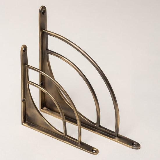 Solid Brass Castle Shelf Brackets - Antique Brass - Brass bee