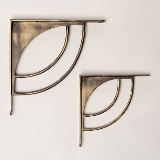 Solid Brass Castle Shelf Brackets - Antique Brass - Brass bee