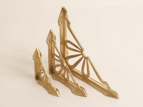 Satin Brass Flower Shelf Brackets - Heavy Duty Solid Brass - Brass bee