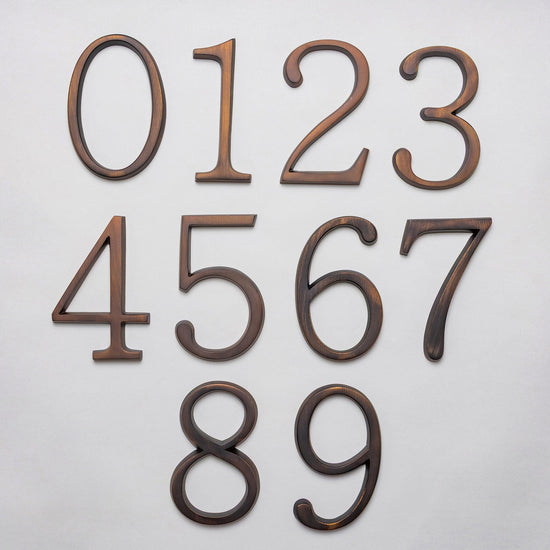 Premium Floating Plain House Numbers in Oiled Bronze Finish 0-9 - Brass bee