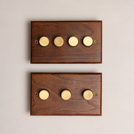 Black Walnut Switches and Sockets - W Series - Brass bee