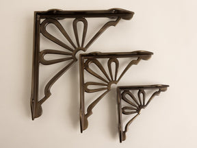 Antique Brass Flower Shelf Brackets - Heavy Duty Solid Brass - Brass bee
