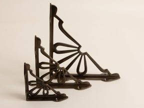 Antique Brass Flower Shelf Brackets - Heavy Duty Solid Brass - Brass bee