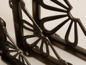 Antique Brass Flower Shelf Brackets - Heavy Duty Solid Brass - Brass bee