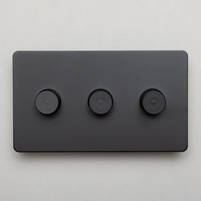 Matte Black Switches and Sockets - Straight Knurled Design - Brass bee