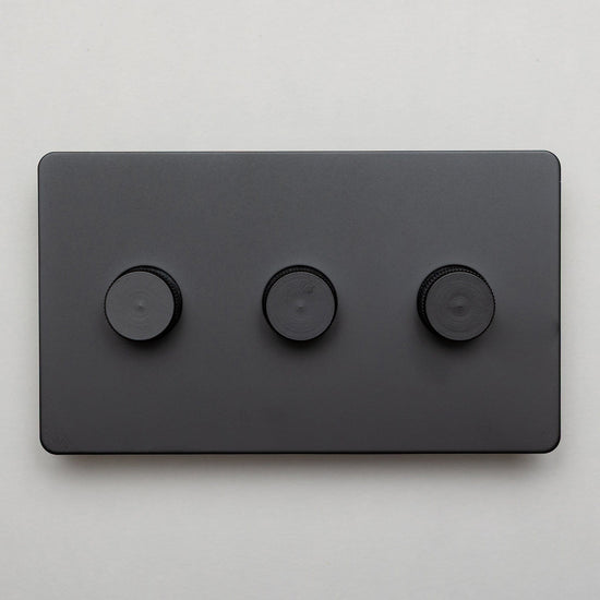 Matte Black Switches and Sockets - Straight Knurled Design - Brass bee