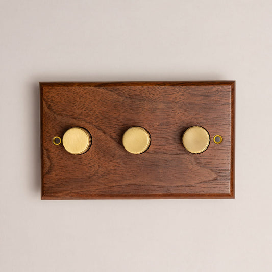 W-Series 3 Gang 1 Way Dimmer Switch – Black Walnut