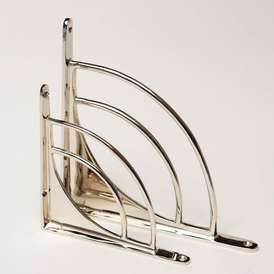 Solid Brass Castle Shelf Brackets - Nickel - Brass bee