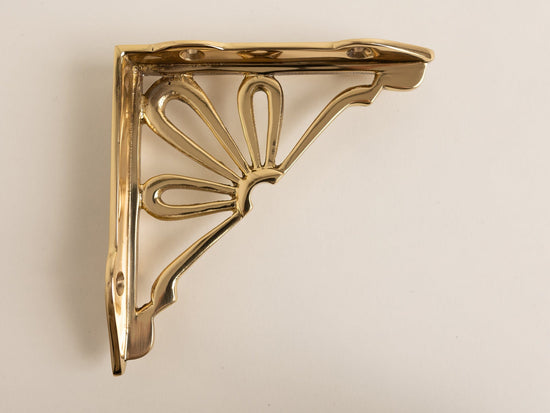 Polished Brass Flower Shelf Brackets - Heavy Duty Solid Brass - Brass bee
