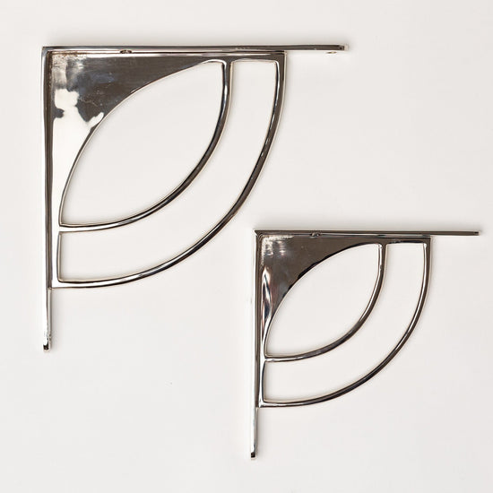 Solid Brass Castle Shelf Brackets - Nickel - Brass bee
