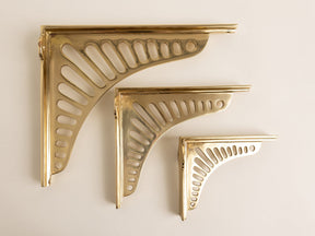Polished Brass Sunrise Shelf Brackets - Heavy Duty Solid Brass - Brass bee