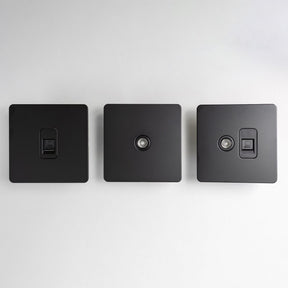 Matte Black Switches and Sockets - Straight Knurled Design - Brass bee