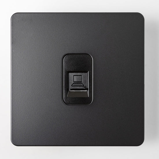 Matte Black Switches and Sockets - Straight Knurled Design - Brass bee