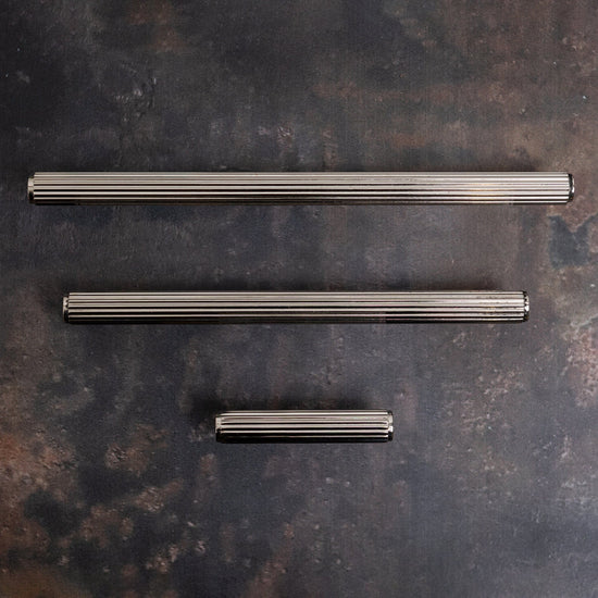 Solid Brass Straight Knurled Kitchen Pull Handles & Knobs - Polished Nickel Finish - Brass bee