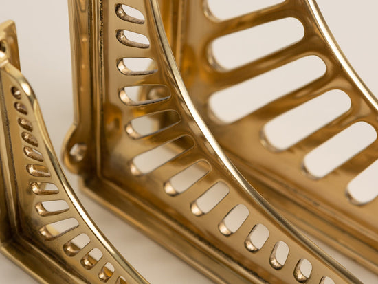 Polished Brass Sunrise Shelf Brackets - Heavy Duty Solid Brass - Brass bee