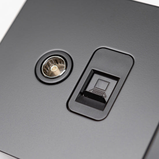 Matte Black Switches and Sockets - Straight Knurled Design - Brass bee