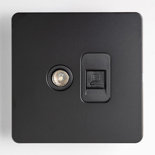 TV + RJ45 Outlet – Black