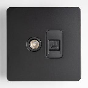 Matte Black Switches and Sockets - Straight Knurled Design - Brass bee